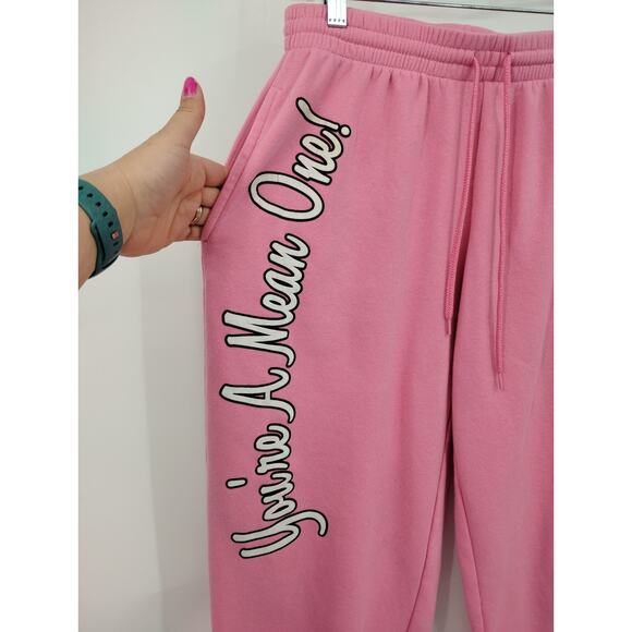 The Grinch Dr. Seuss Pink Jogger Lounge Pants You're a Mean One! Large - Picture 2 of 10
